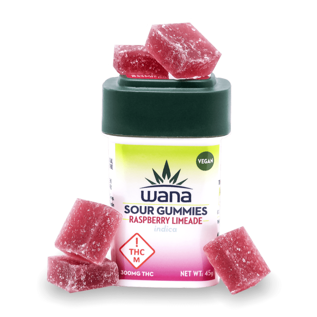 Wana Sour THC Gummies - Raspberry Limeade Indica 300mg High Dose