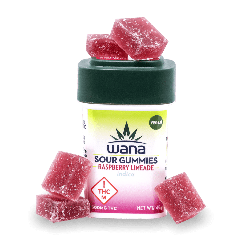 Wana Sour THC Gummies - Raspberry Limeade Indica 300mg High Dose